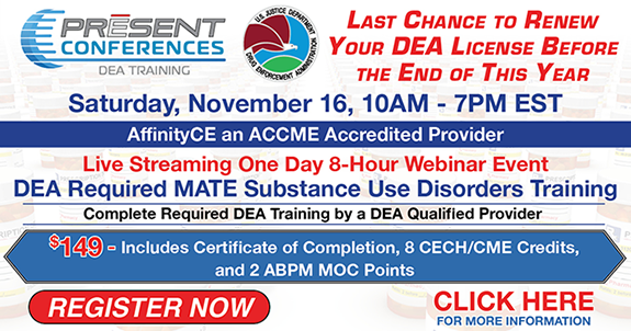 Register Here for 8 Hour DEA Training on 11/16